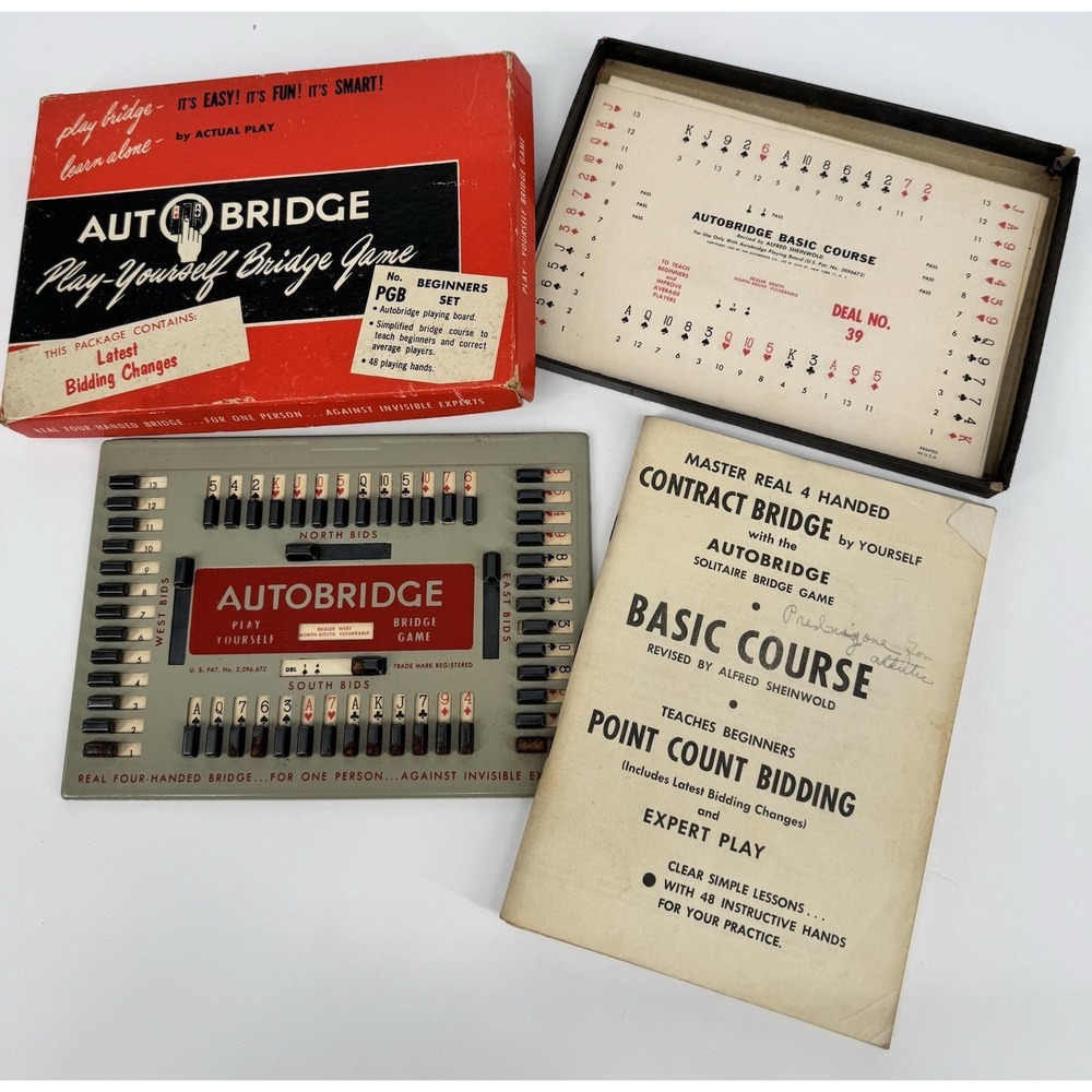 Vintage Autobridge Bridge Game Complete Set‎ Board Cards Play Yourself PGB